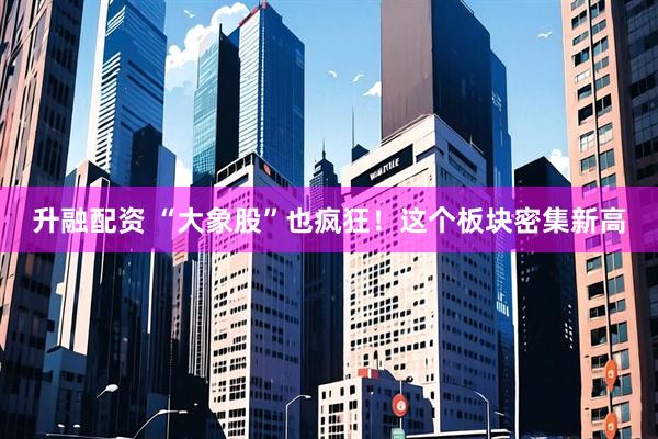升融配资 “大象股”也疯狂！这个板块密集新高