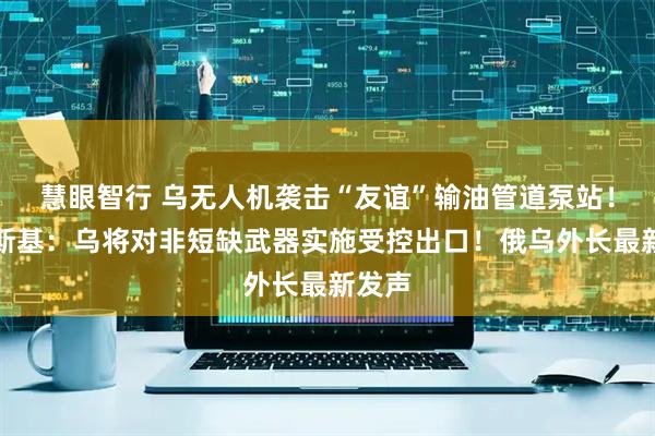 慧眼智行 乌无人机袭击“友谊”输油管道泵站！泽连斯基：乌将对非短缺武器实施受控出口！俄乌外长最新发声